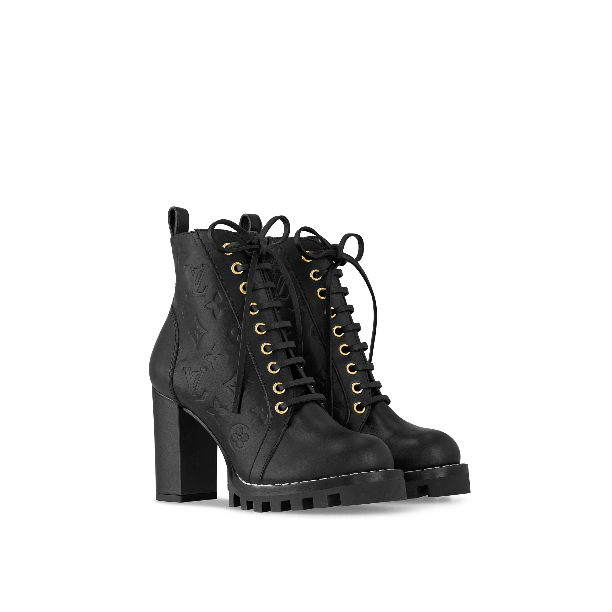 Louis vuitton black hot sale lace up boots